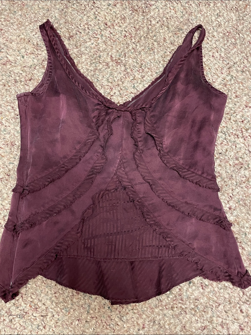 Danier 100% Silk  Plum V-Neck Ruffled Tank Top - Picture 7 of 7